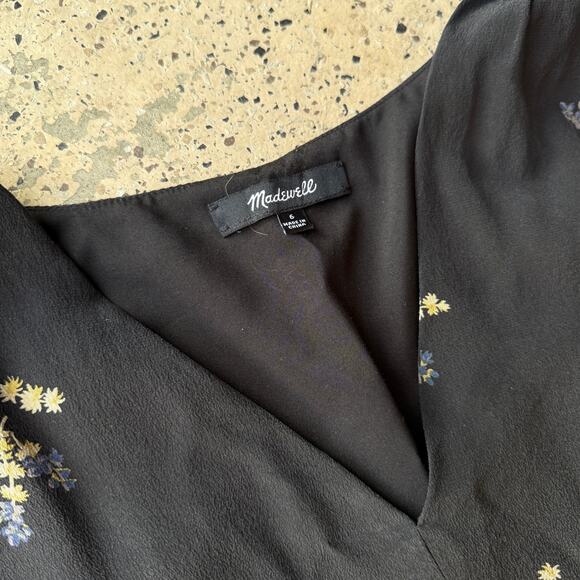 Madewell Silk Flutter-Sleeve Dress in Wisteria Sprig – Size 6 - Picture 4 of 4